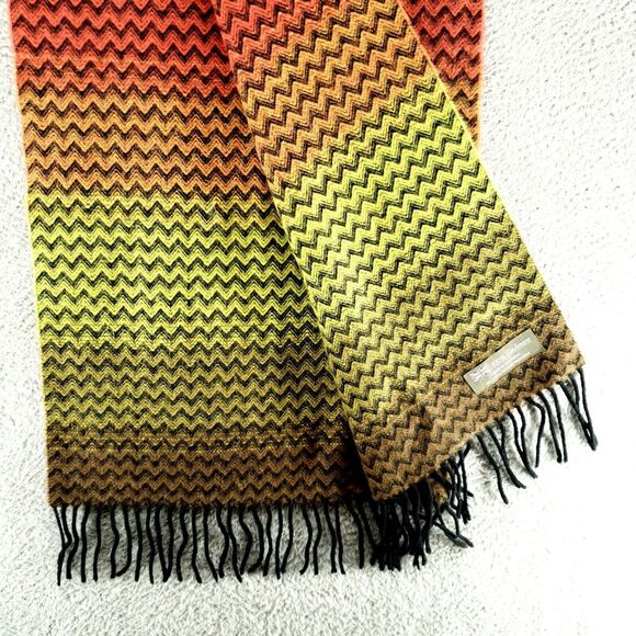 100% Cashmere Scarf Multicolor Gradient 64 X 13 Made in Scotland British Flag - Picture 9 of 13